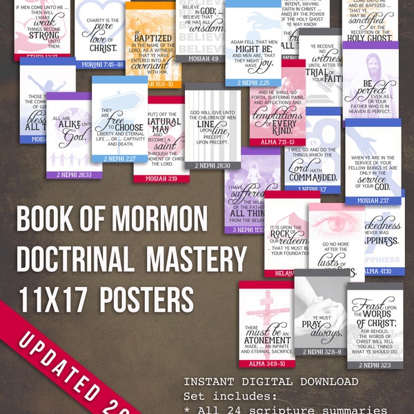 11x17 Carteles de Dominio Doctrinal del Libro de Mormón para el Seminario SUD-DESCARGA DIGITAL