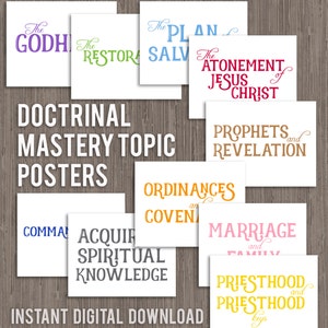 LDS Seminary Doctrinal Mastery Topic Posters ON WHITE-instant digital download-8.5x11