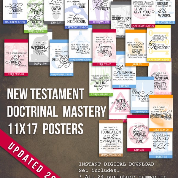 11x17 Carteles de Dominio Doctrinal del Nuevo Testamento para el Seminario SUD-DESCARGA DIGITAL