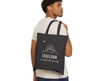 Canvas draagtas Excelsior Onward and Upward Raven Cycle | Gansey Cabeswater Quote The Raven Boys | Het leesgrage cadeau van de raafcyclus