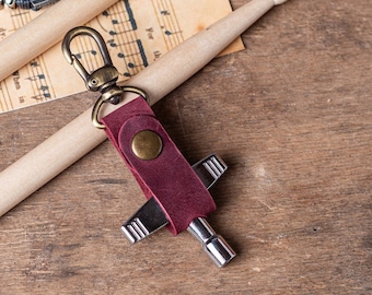 Leather Drum Key Holder, Drum Key Fob, Drum Key Holder Keychain, Gift for Drummer, Drum Accessories, Drum Key Bag