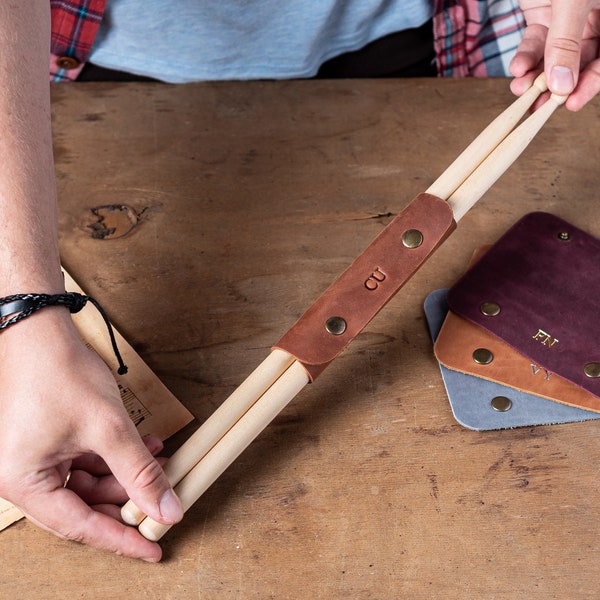 Personalized Drumstick Holder, Leather Drumstick Case, Drumstick Bag, Drumsticks, Gift for Drummer, Drumstick Sleeve, Drum Accessories