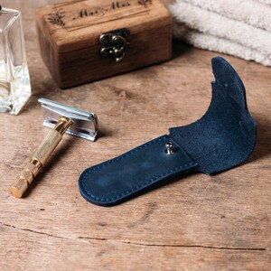 Customized Leather Razor Cover, Handcrafted Leather Razor Case Holder ...