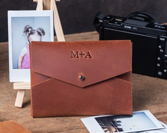 Personalized Leather Case for Instant Photos, Compatible with Instax Mini, Square and Polaroid Go Prints