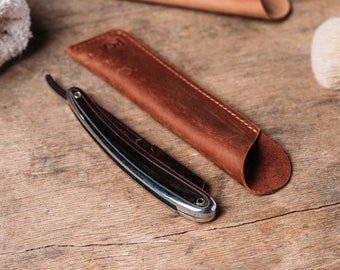 Personalisierter Lederrasierer Fall Halter, maßgeschneiderte Leder Rasierer Hülle, Leder Rasiermesser Hülle, Rasiermesser Schutz, Geschenk für Ihn