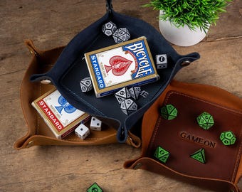 Personalized Foldable Leather Dice Tray for RPG and Tabletop Games