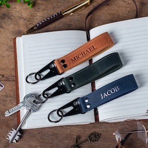 Customized Leather Keychain, Personalized Leather Key Fob, Wristlet Keychain, Custom Leather Key chain, Key Lanyard, Lanyard Keyholder