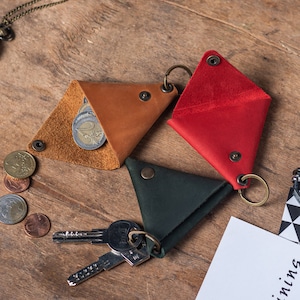 Leather Coin Pouch Keychain, Coin Case Holder, Coin Case Keyfob, Customized Coin Pouch Keeper, Coin Case Bag Holder, Coin Sleeve Keyholder