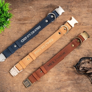 Personalized Leather Dog Collar, Personalized Dog Collar, Genuine Leather Dog Collar, Engraved Leather Dog Collar, Customized Dog Collar