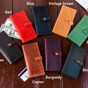 Cartera de cuero hecha a mano, Cartera de cuero natural, Cartera de hombre, Cartera hecha a mano, Cartera minimalista, Cartera plegable, Cartera de cuero de regalo imagen 2