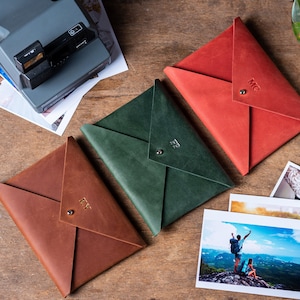 Sobre de cuero personalizado para fotos de 4x6, funda de cuero para impresiones de 5x7, embalaje para fotógrafos de bodas y familiares, álbum de fotos con sobre.