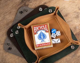 Personalized Foldable Leather Dice Tray for RPG and Tabletop Games