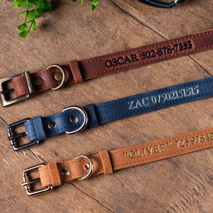 Gepersonaliseerde leren halsband, gepersonaliseerde halsband, lederen halsband, gegraveerde leren halsband, aangepaste halsband