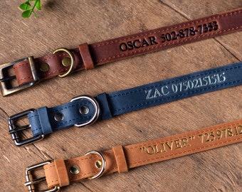 Gepersonaliseerde leren halsband, gepersonaliseerde halsband, lederen halsband, gegraveerde leren halsband, aangepaste halsband
