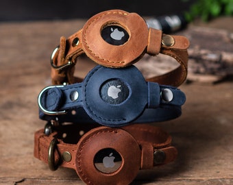 Personalisiertes Leder Katzenhalsband mit AirTag Halter, Personalisiertes Katzenhalsband, Echtes Leder Katzenhalsband, Personalisiertes Katzenhalsband aus Leder Airtag