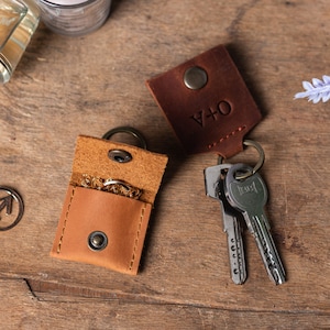 Porte-clés personnalisé, Étui pour alliances en cuir, Porte-clés pour bagues à bijoux, Support de pochette pour bagues, Étui pour boucles d'oreilles pour femme