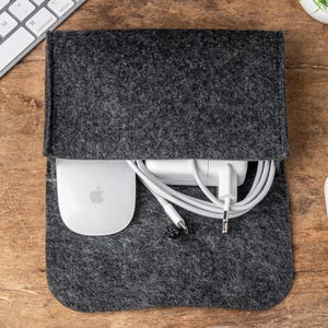 Soporte de fieltro para cargador de MacBook, funda para cargador de MacBook, funda para cargador de MacBook, organizador de cables para portátil, bolsa para cables, estuche de almacenamiento para ratón y cargador