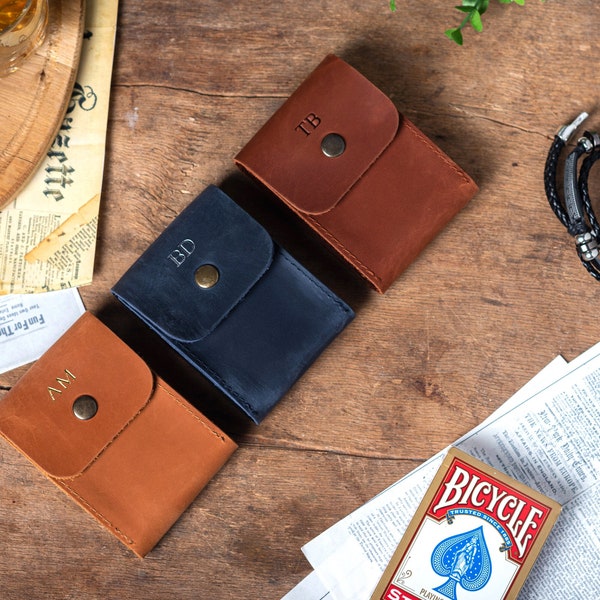 Estuche personalizado para naipes, funda para naipes, estuche de viaje para naipes, funda para guardar naipes de póker, estuche de cuero para barajas