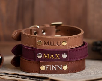 Personalized Leather Dog Collar, Personalized Dog Collar, Leather Dog Collar, Engraved Leather Dog Collar, Customized Dog Collar