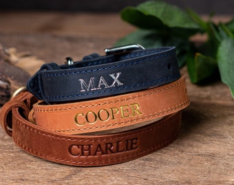 Personalized Leather Dog Collar, Personalized Dog Collar, Genuine Leather Dog Collar, Engraved Leather Dog Collar, Customized Dog Collar