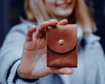 Handmade Leather Cardholder, Business Cardholder Wallet, Women Credit Card Wallet, Mini Envelope Leather, Card Purse, Men Credit Card Wallet