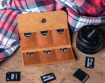 Handmade SD Card Case, Leather Sd Card Holder, SD Card Sleeve, Memory Card Holder, SD Card Wallet, sd card organizer