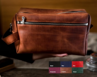 Kit dopp de cuero, regalo de padrinos de boda, kit Dopp de cuero, bolsa de artículos de tocador de cuero para hombres, kit Dopp para hombres, bolsa de artículos de tocador para hombres