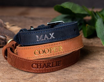 Customized Leather Dog Collar, Personalized Dog Collar, Genuine Leather Dog Collar, Engraved Leather Dog Collar, Customized Dog Collar