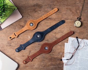 Armband mit Airtag Halter, Lederarmband mit Airtag Halter, Armband für Männer