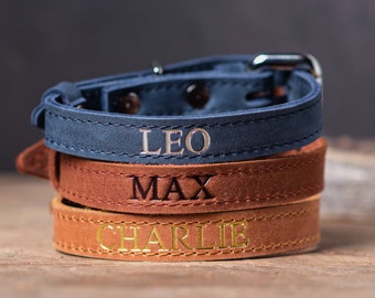 Personalized Leather Cat Collar, Personalized Cat Collar, Genuine Leather Cat Collar, Engraved Leather Cat Collar, Customized Cat Collar