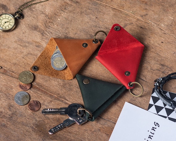 Leather Coin Pouch Keychain, Coin Case Holder, Coin Case Keyfob, Customized Coin Pouch Keeper, Coin Case Bag Holder, Coin Sleeve Keyholder