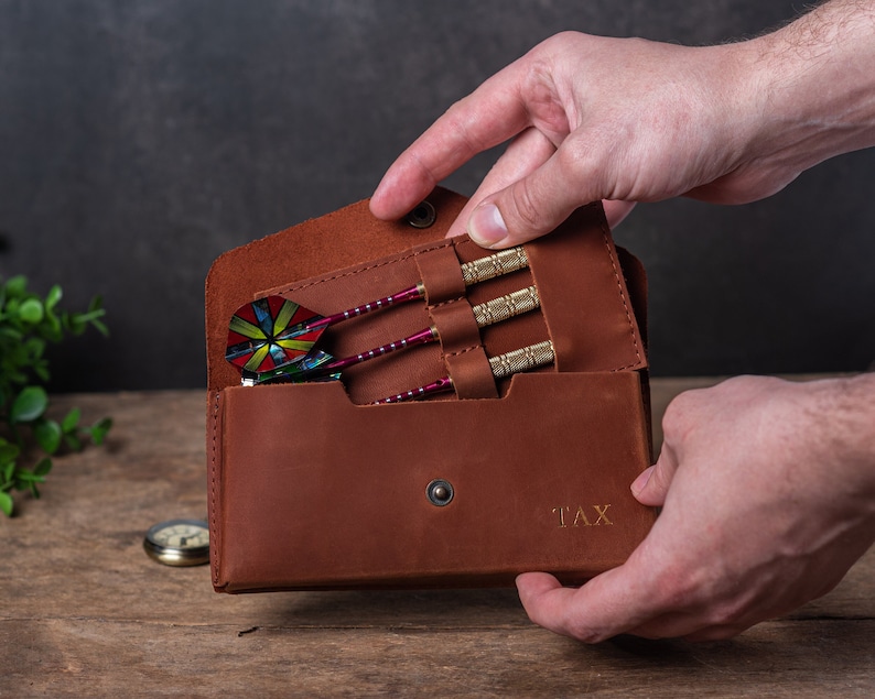 Leather Darts Case Personalized Darts Set Holder Dart Etsy
