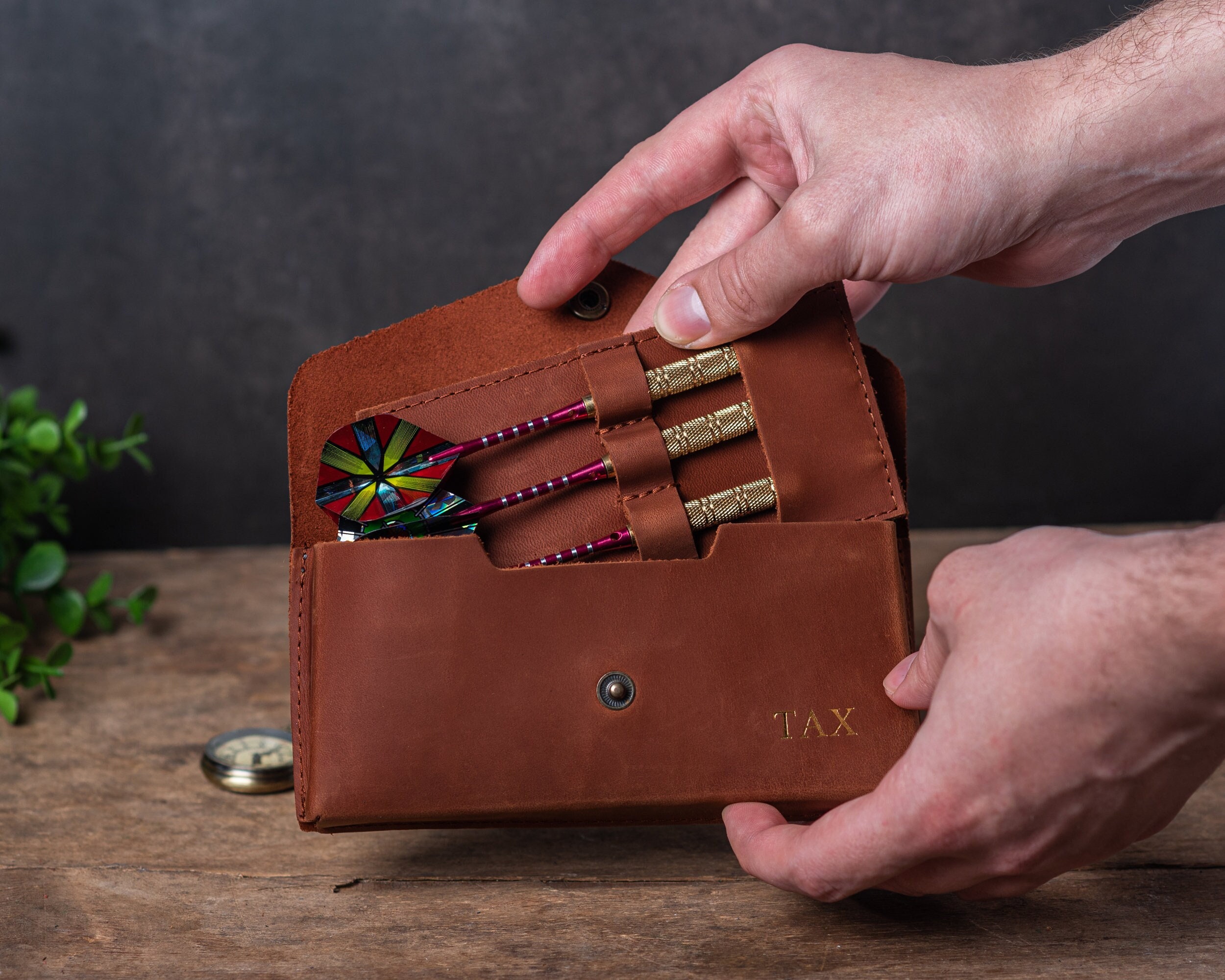 Personalized Leather Darts Case, Darts Set Holder, Dart Carrying Case, Leather Dart Wallet, Steel Tip Dart Case Holder, Dart Sleeve Case
