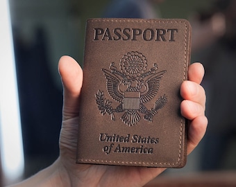Brown Chocolate Leather Passport Holder - Passport Cover - Passport Case