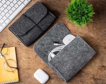 Felt MacBook Charger Holder MacBook Charger Case Macbook Charger Cover Laptop Cable Organizer Cable Bag Storage case for Mouse and Charge