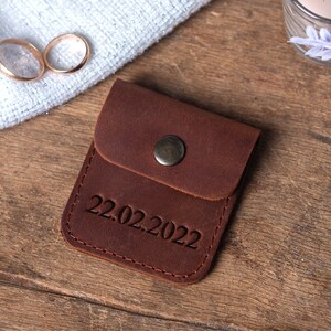 Leather Ring Holder With Keychain - Portable Jewelry Pouch For Travel & Gym (Black)