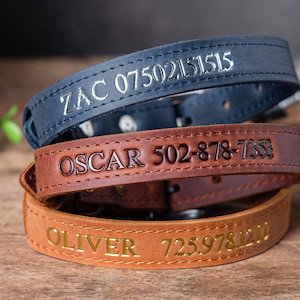Collar de cuero personalizado para perro, collar de perro personalizado, collar de perro de cuero genuino, collar de perro de cuero grabado, collar de perro personalizado