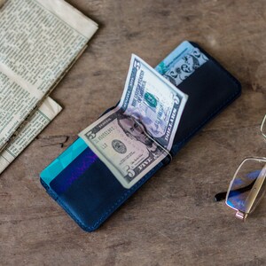 Small Slim Wallet Mens Leather Wallet Soft Leather Card Holder Mens Business Card Wallet image 2