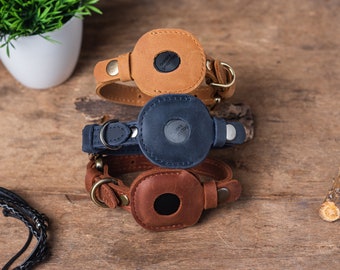 Personalized Galaxy SmartTag Collar, Leather Cat Collar Galaxy SmartTag Collar Holder, Genuine Leather Cat Collar, Engraved Cat Collar