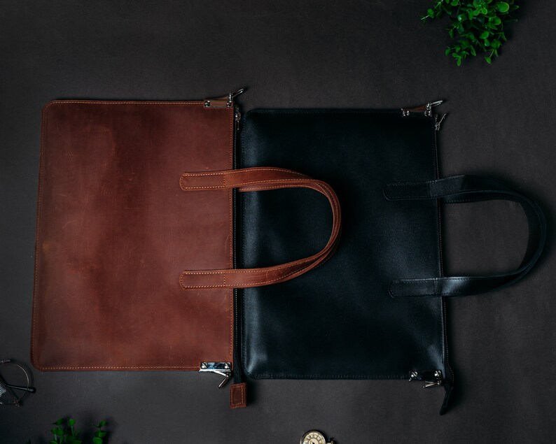Handcrafter Leather Macbook Bag With Strap Macbook Air Bag Etsy