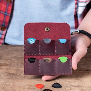 Leather Guitar Pick Holder, Guitar Pick Case, Leather Pick Bag, Gift for Guitarist, Guitar Accessories, Guitar Pick Sleeve