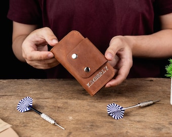 Personalized Leather Darts Wallet, Genuine Darts Case