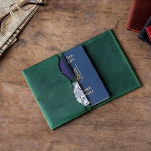 Personalized Leather Passport Holder, Custom Passport Cover, Passport Holder Wallet, Leather Travel Passport Case Monogrammed Passport Cover image 1