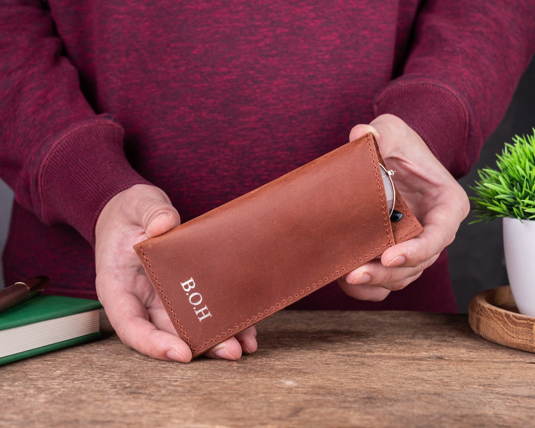 Customized Leather Glasses Case, Genuine Leather Eyeglass Case