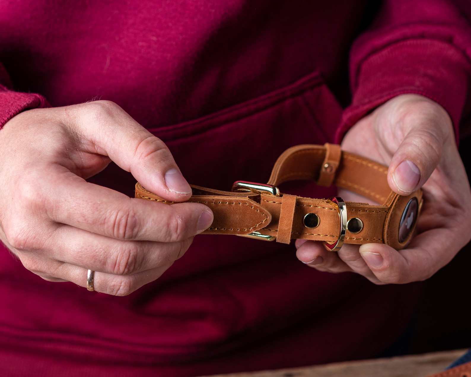 Personalized Leather Dog Collar With Airtag Holder Etsy