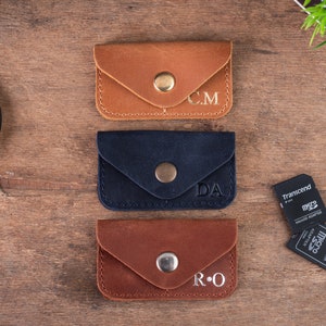 Estojo para cartão SD personalizado, porta-cartão SD de couro, capa para cartão SD, porta-cartão de memória, carteira para cartão SD, organizador de cartão SD, presente para fotógrafo