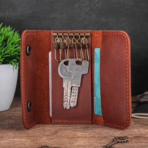 Estuche de cuero personalizado para llaves, llavero de cuero, estuche para llaves, llavero personalizado, estuche organizador de llaves, estuche de cuero para llaveros