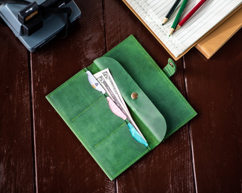 Cartera de cuero hecha a mano, Cartera de cuero natural, Cartera de hombre, Cartera hecha a mano, Cartera minimalista, Cartera plegable, Cartera de cuero de regalo imagen 9