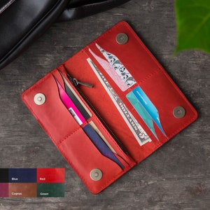 Cartera de cuero hecha a mano, Cartera de cuero natural, Cartera de cuero para mujer, Cartera hecha a mano, Cartera minimalista, Cartera plegable, Cartera de cuero