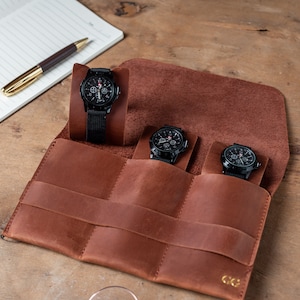 Custodia per orologio in pelle personalizzata, organizer per orologio protettivo da viaggio, custodia per cinturino in pelle, custodia per orologio in pelle personalizzata, protezione per orologio